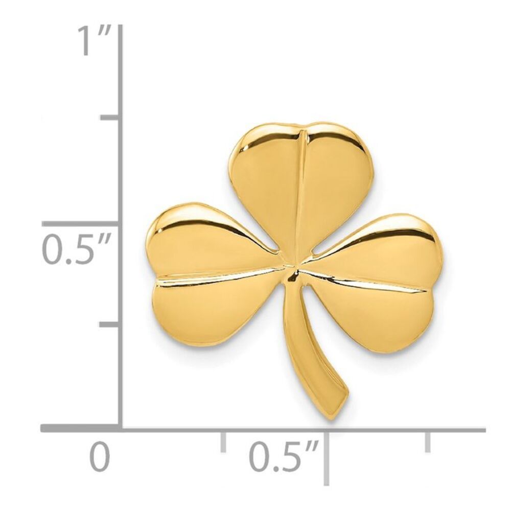 14k Yellow Gold Polished Shamrock Slide Pendant, 18mm (11/16 inch) - Picture 4 of 5